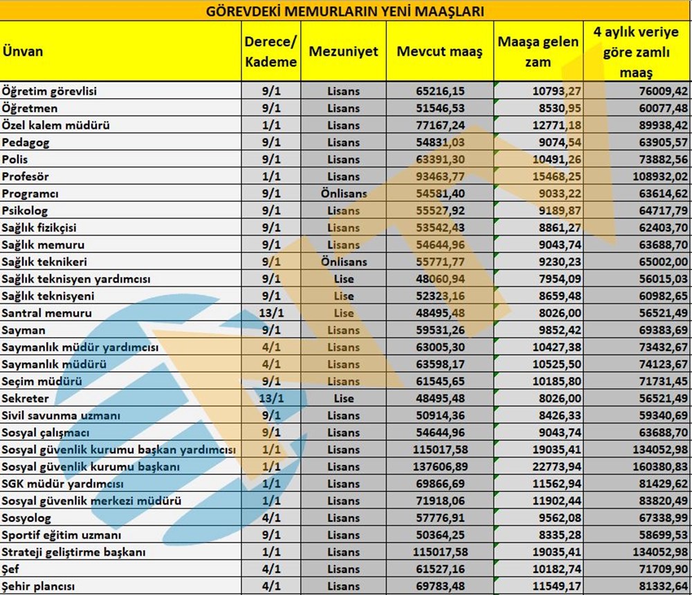 Memur maaşları ne kadar? Öğretmen, doktor, hemşire, polis maaşları belli oldu Memur maaşları ne kadar? Öğretmen, doktor, hemşire, polis maaşları belli oldu - 10