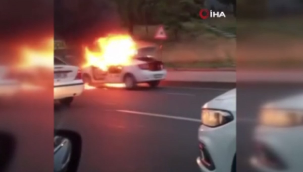 Ankara'da otomobil alev alev yandı Ankara'da otomobil alev alev yandı