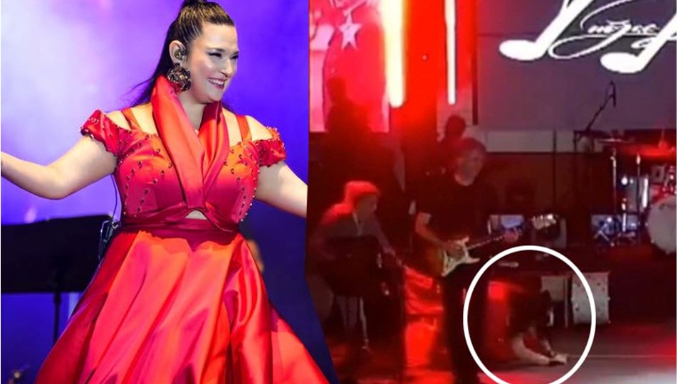 Tuğçe Kandemir'in talihsiz anları: Sahneye çıkarken düştü