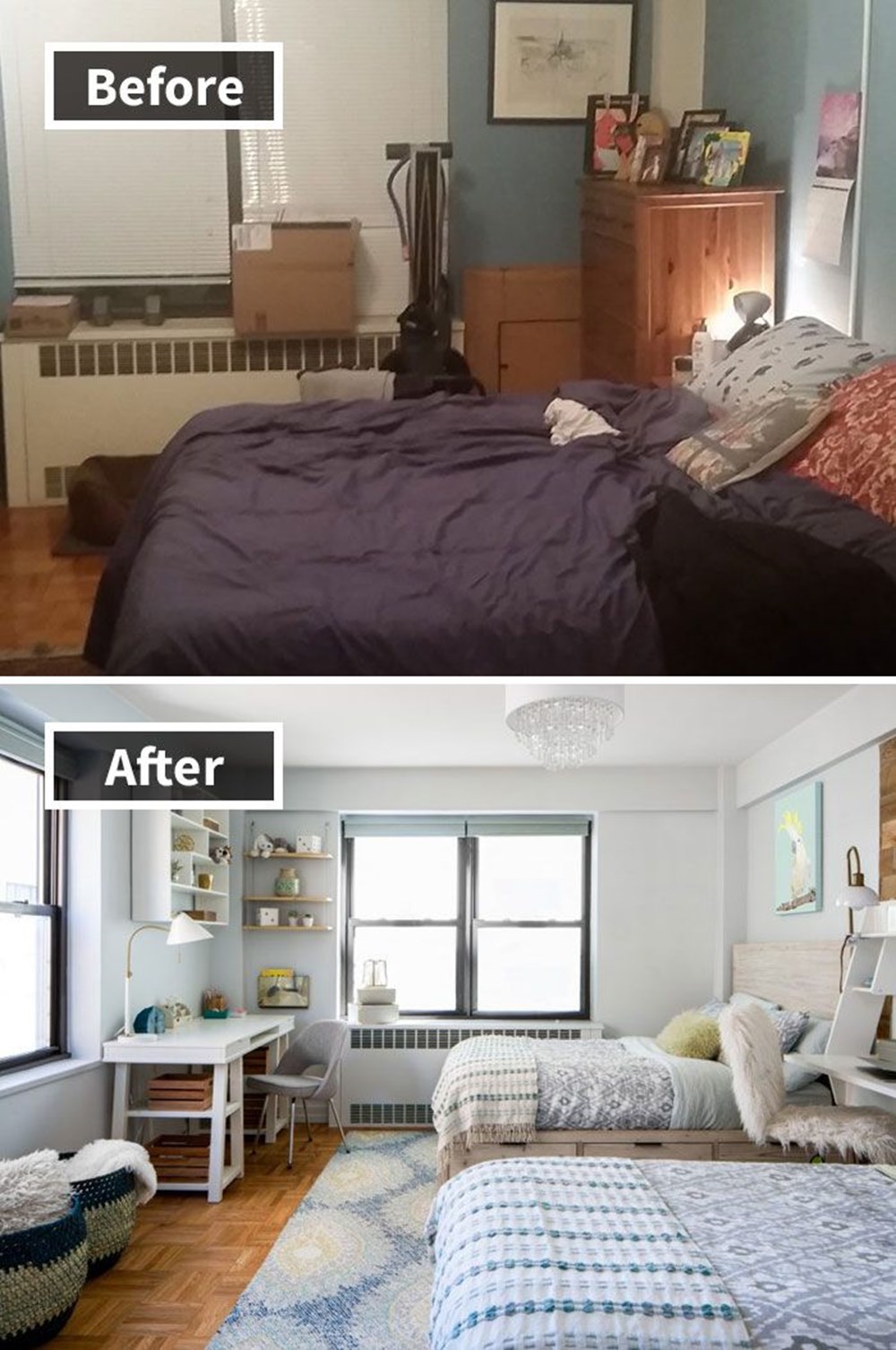 Комната до и после ремонта