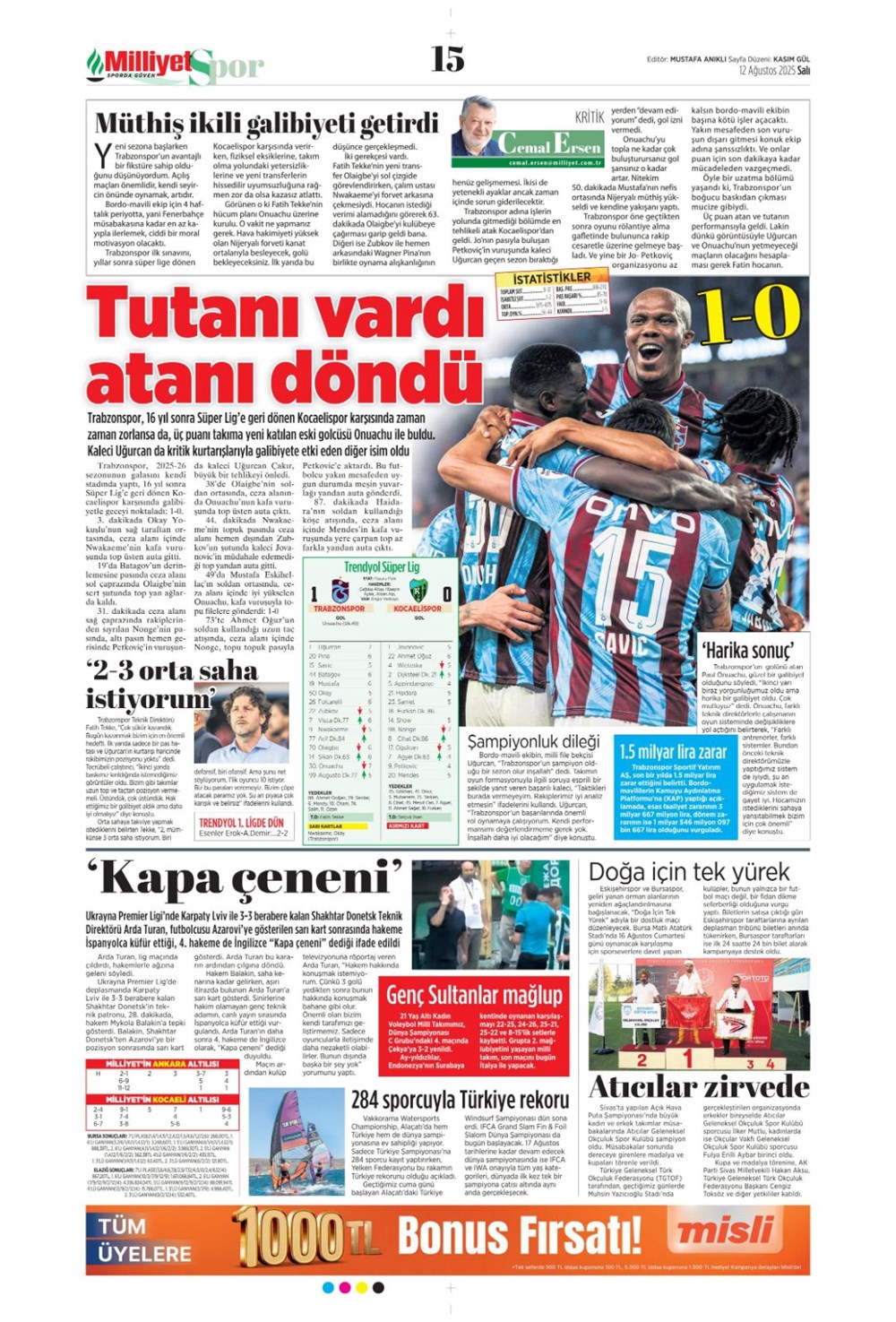 "Altyapıya Osimhen menüsü" (12 Ağustos spor manşetleri) - 14