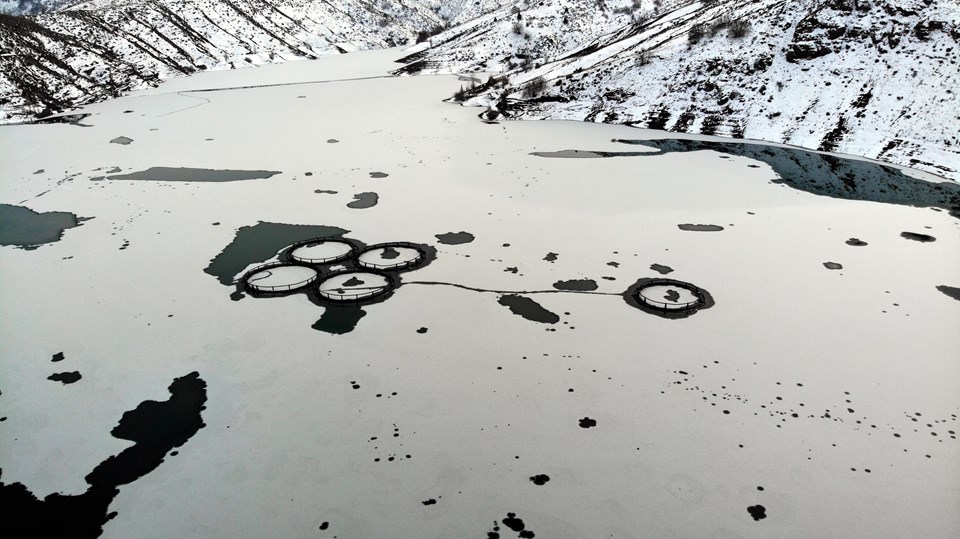 Göyne Sulama Barajı buzla kaplandı - 1