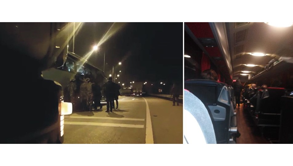 muavin ve otobus soforunun kafasina