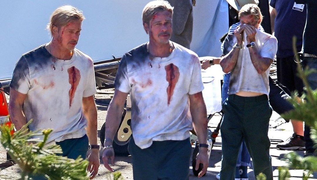 Brad Pitt Bullet Train filmi setinde kanlar içinde NTV