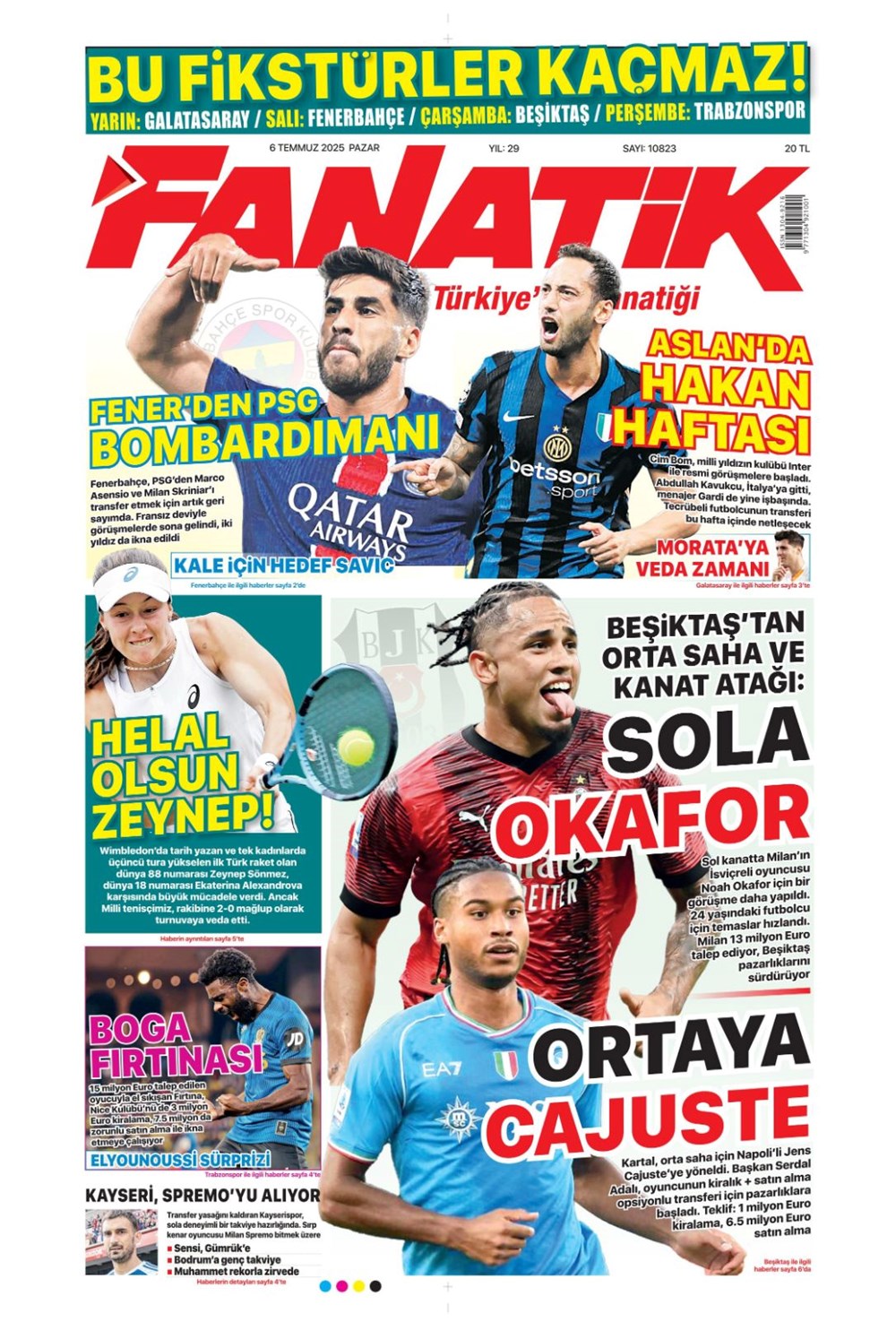 "Mücadelen yeter" (6 Temmuz 2025 spor manşetleri) - 1