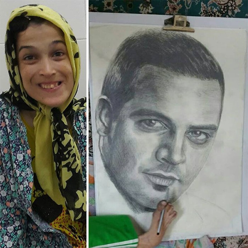 Iranian disabled painter draws pictures with his feet - 34