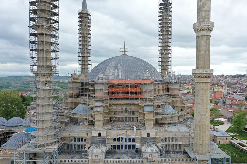 Restorasyondaki Selimiye Camisi'nin ana kubbesine kurşun örtü - 3