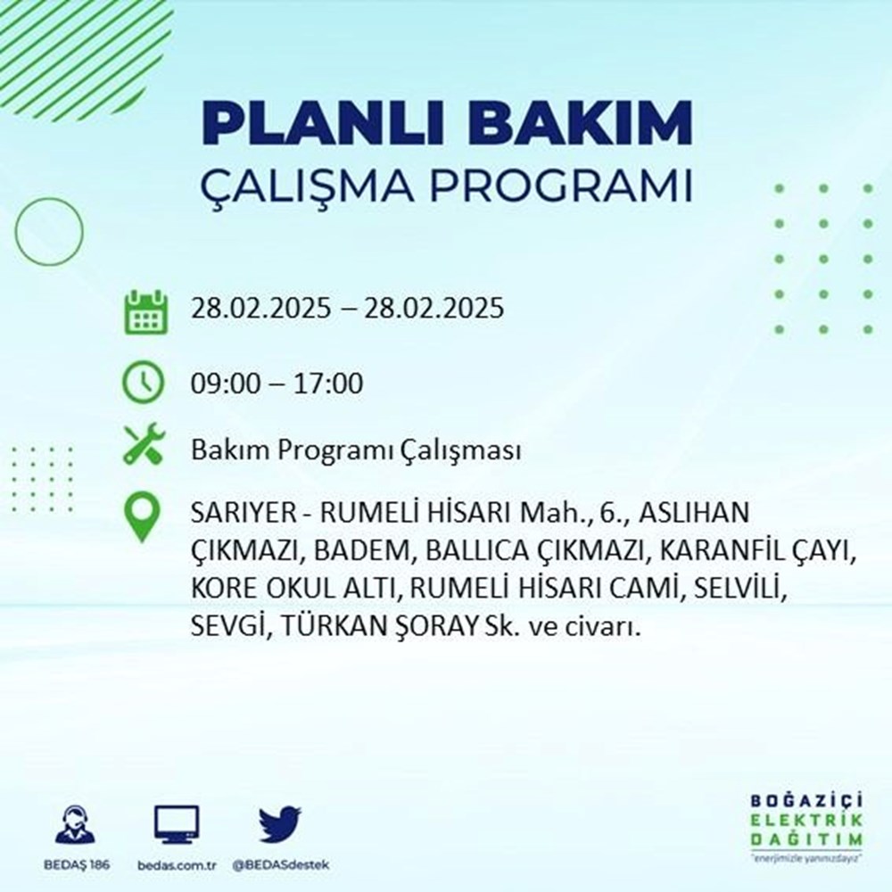 İstanbul'da Elektrikler Ne Zaman Gelecek? 21 İlçede BEDAŞ Kesinti Alarmı (28 Şubat) 124 dn VTQh pke3hETV1wRlhA