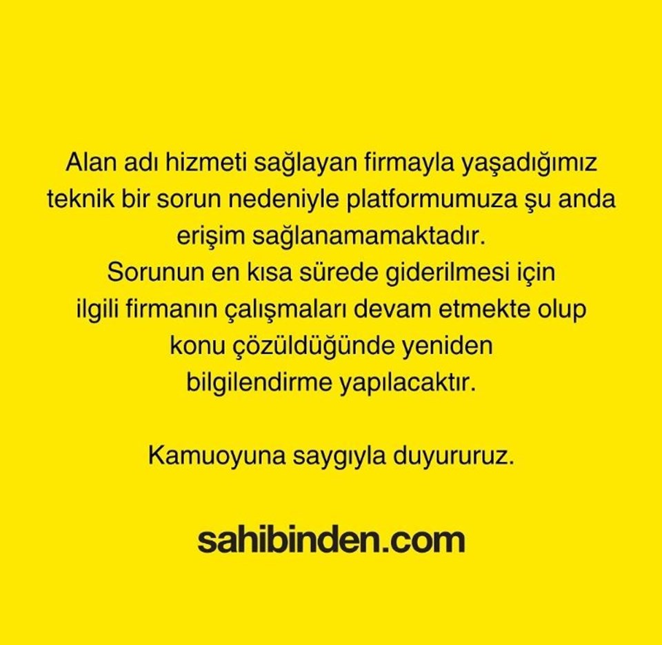 Sahibinden.com'a ne oldu, neden açılmıyor, çöktü mü? Sosyal medya domain kriziyle ilgili iddiaları konuşuyor - 1