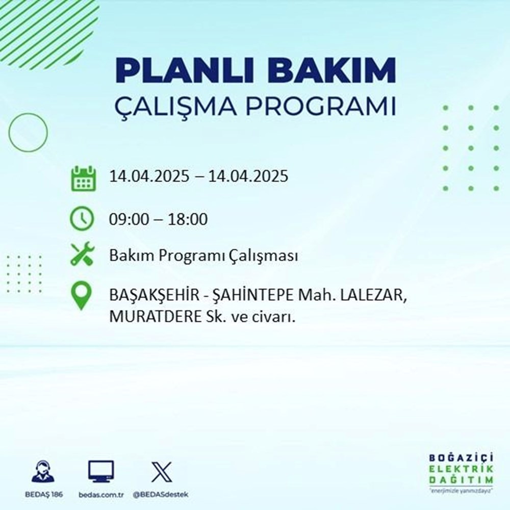 İstanbul'un 23 ilçesinde elektrik kesintisi: Elektrikler ne vakit gelecek? 9 saat sürecek (14 Nisan BEDAŞ kesinti programı) 98 dsjBdTZHqEOTRhL9m21PbA