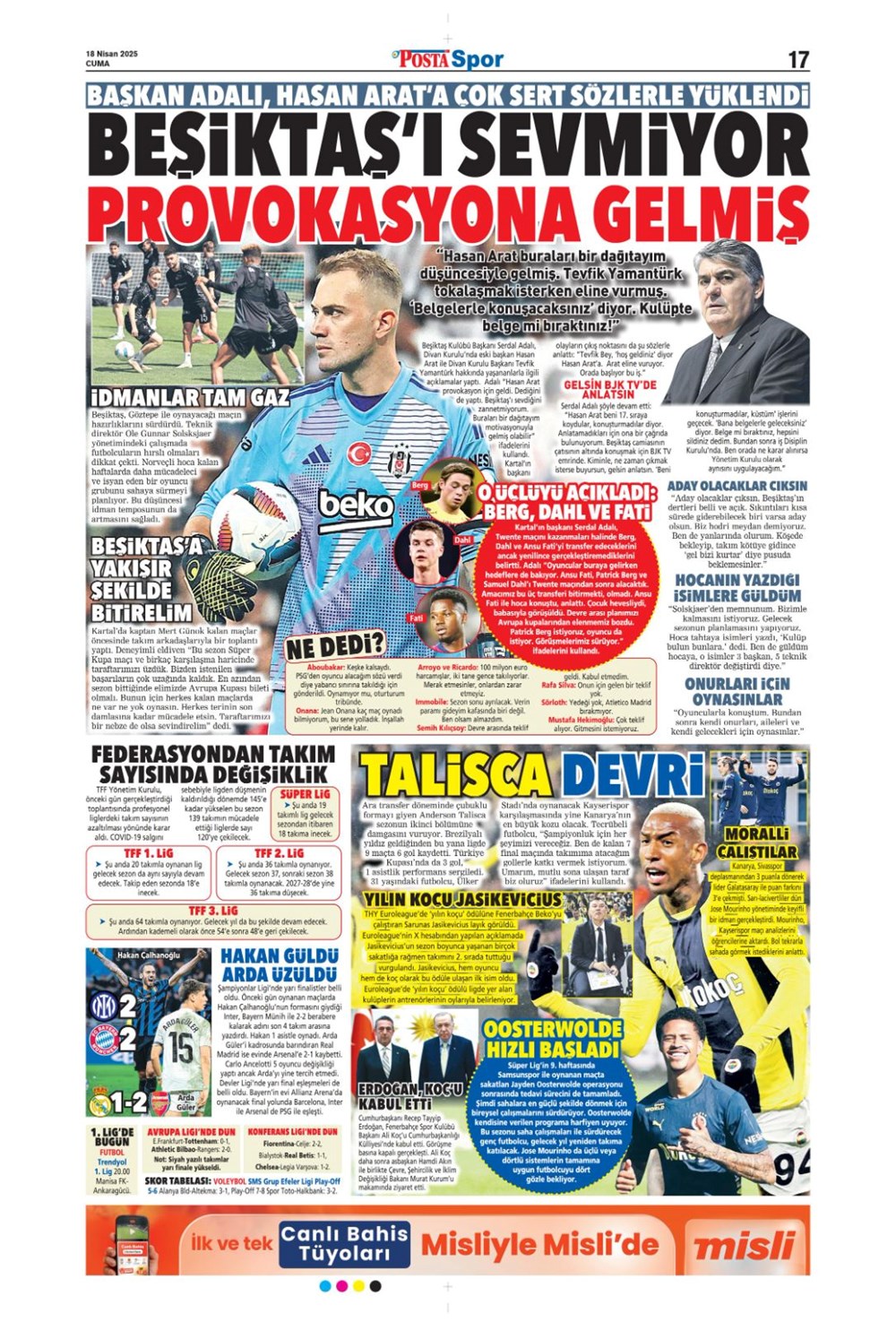 "Kolo Muani bombası" (18 Nisan 2025 spor manşetleri) - 22