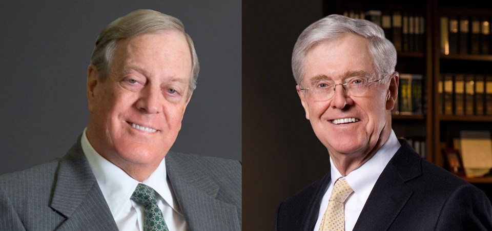 ABD'de muhafazakar kimlikleriyle tanınan Charles ve David Koch kardeşler 115 milyar dolar değerinde bir şirkete sahipler.