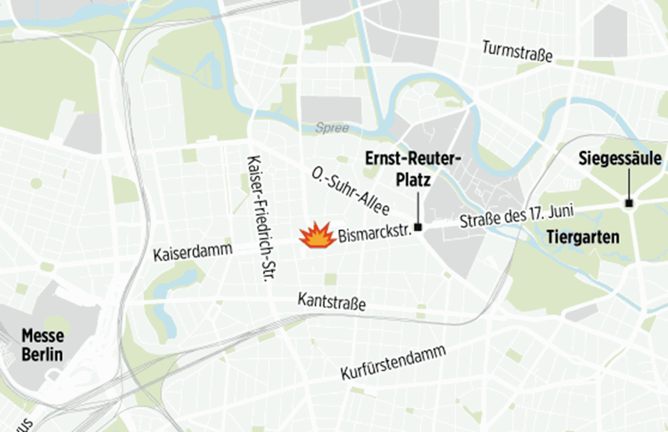 Berlin'deki patlama Bismarckstrasse'de oldu. Araç şehir merkezine doğru seyir halindeydi.