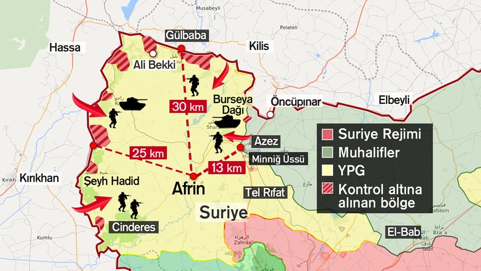 TSK'nın Afrin'deki Zeytin Dalı Harekatı devam ediyor. 