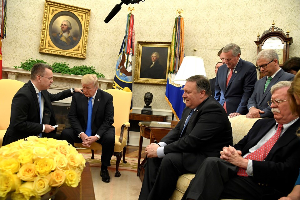 ABD Başkanı Trump, , Brunson'ın serbest bırakılması konusunda Cumhurbaşkanı Recep Tayyip Erdoğan'a teşekkür etti.