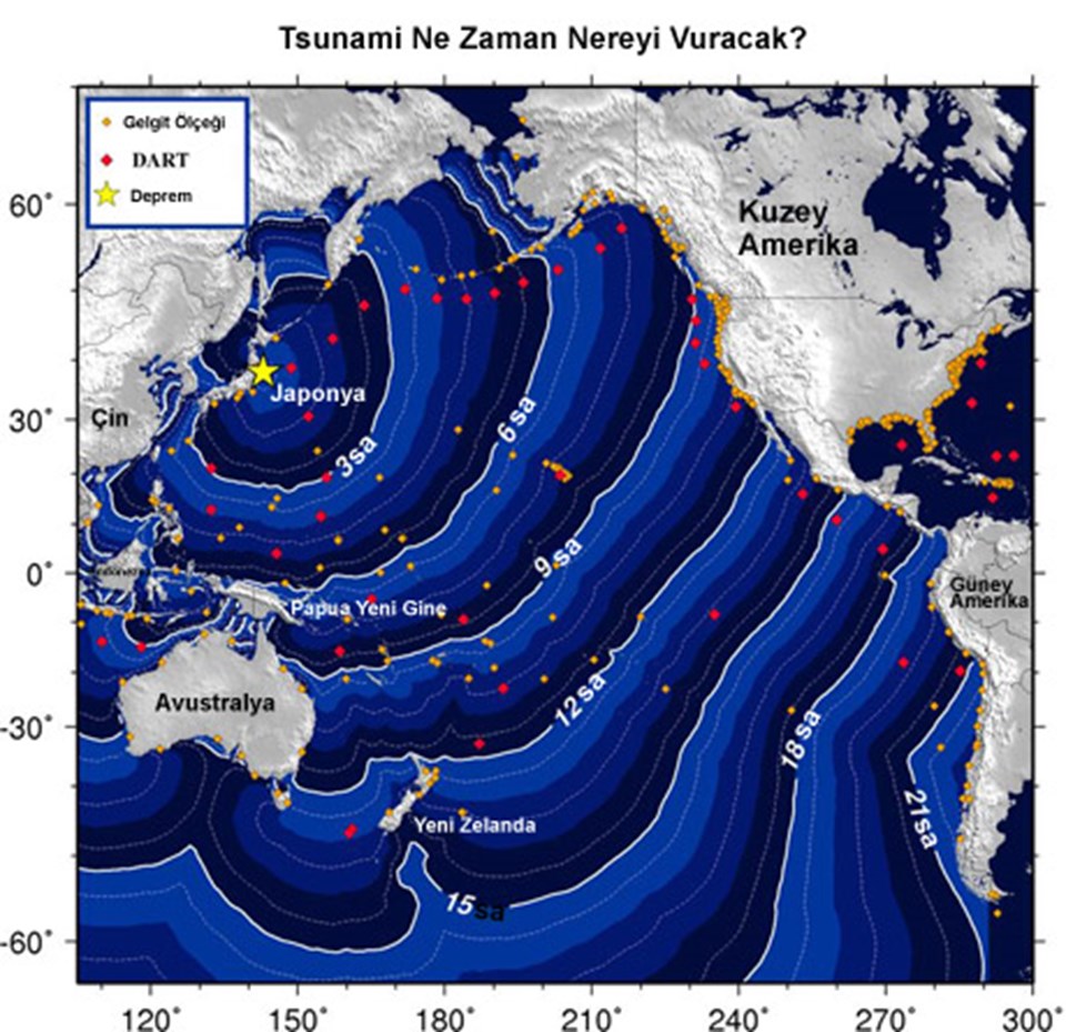 Tsunami riski altındaki ülkeleri daha büyük görmek için resme tıklayın.