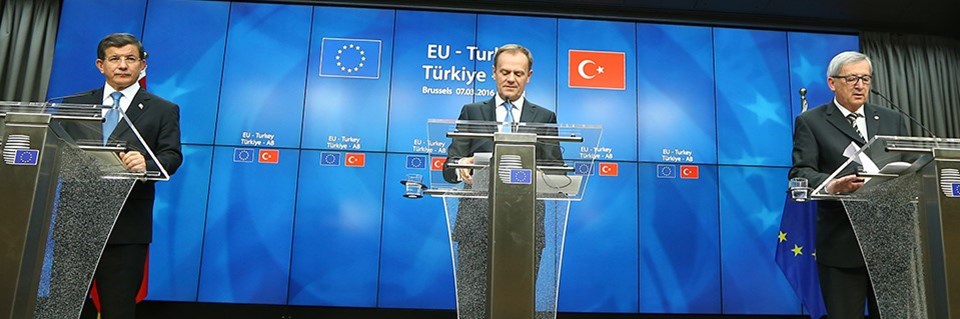 Başbakan Davutoğlu-AB Konseyi Başkanı Tusk-Komisyon Başkanı Juncker