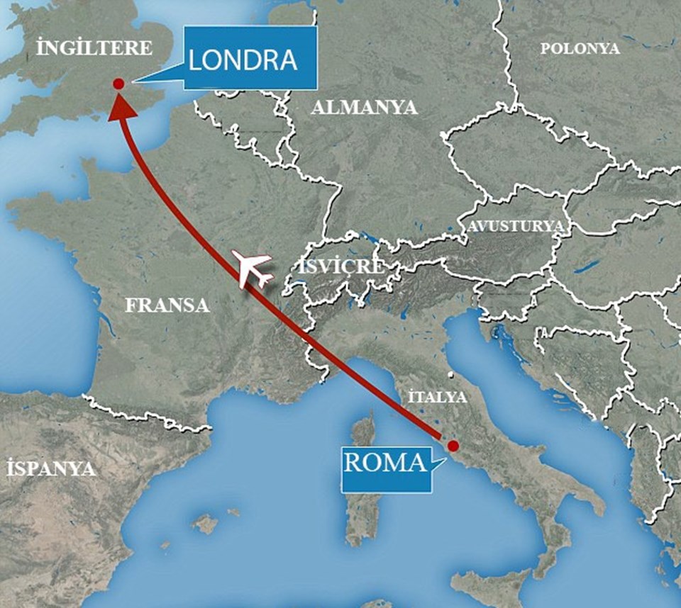 Meghary Yemane-Tesfagiorgis Roma'dan Londra'ya uçuyordu.