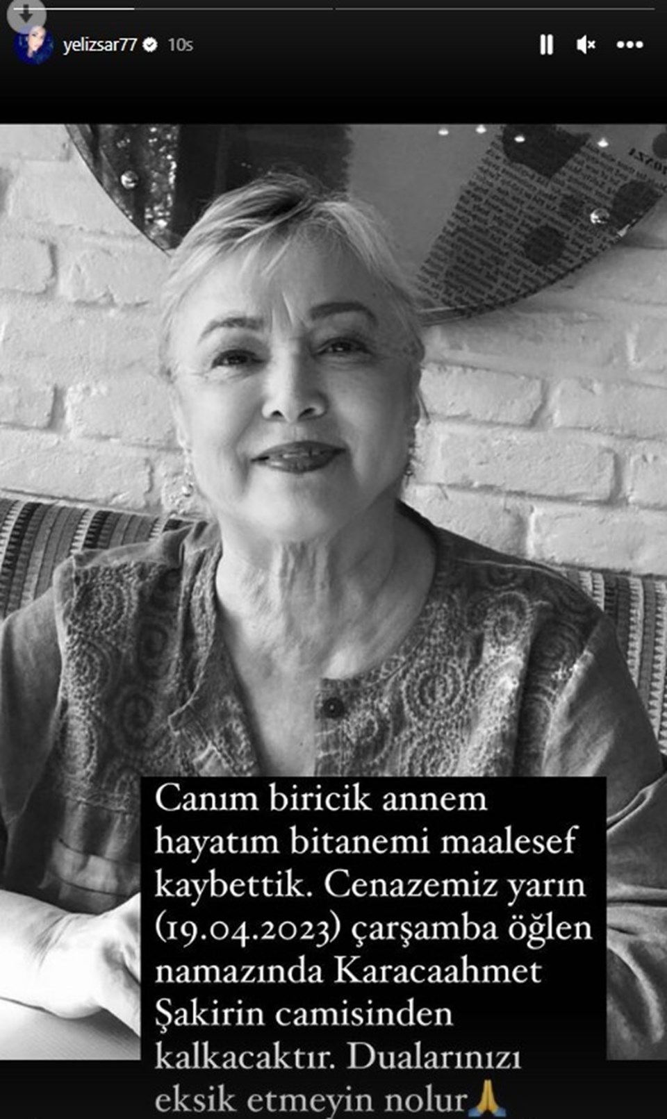 Oyuncu Yeliz Şarın Annesi Hayatını Kaybetti Son Dakika Magazin