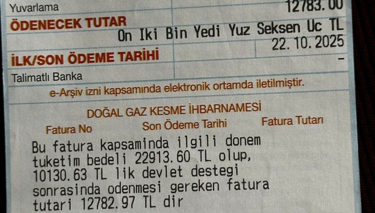 İki kişilik aileye yüksek doğalgaz faturası