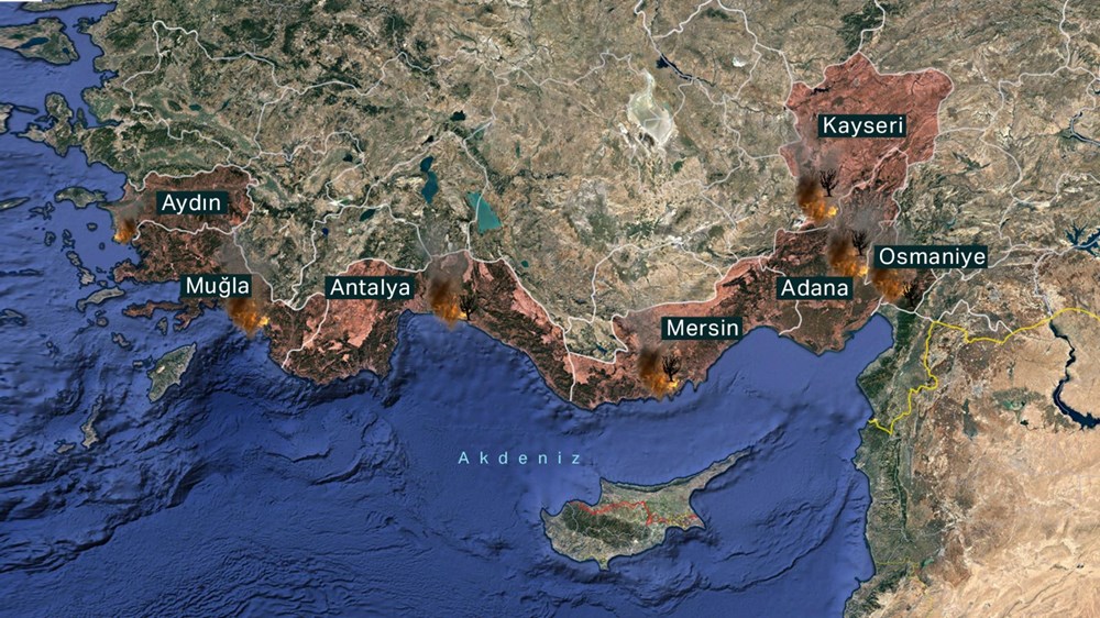 Antalya, Adana, Mersin, Aydın, Muğla, Osmaniye ve Kayseri'de orman yangınları - 1
