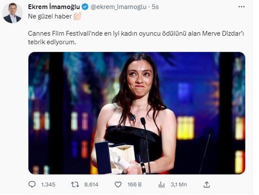 Cannes'dan ödülle dönen Merve Dizdar'a tebrik mesajları yağdı - 10