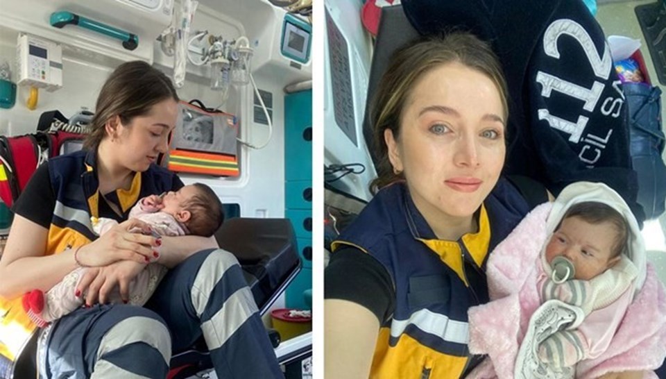 Pendik'te terk edilen bebek vakasına giden 14 aylık bebeği olan Acil Tıp Teknikeri Büşra Durmaz, Nisa bebeği ambulansın içinde emzirdi.