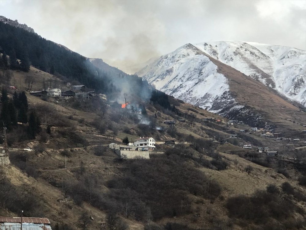 Rize'de Gölyayla köyünde çıkan yangına müdahale ediliyor - 12