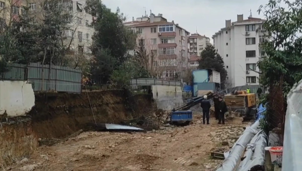 İşçinin üzerine istinat duvarı çöktü İşçinin üzerine istinat duvarı çöktü