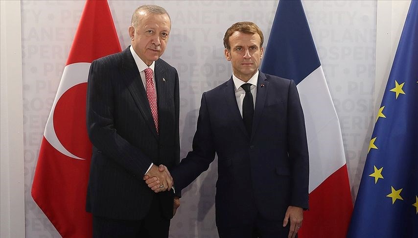 Cumhurbaşkanı Erdoğan, Fransız mevkidaşı Macron ile görüştü