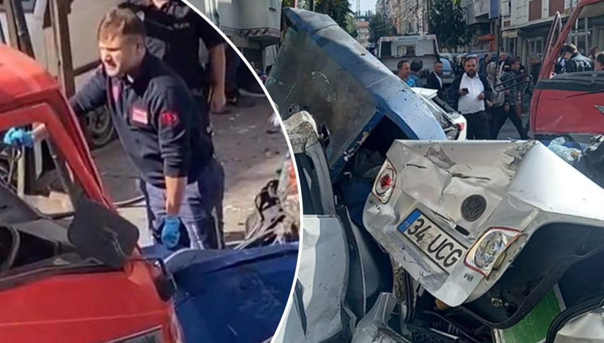 İstanbul’da sokağı savaş alanına çeviren kaza İstanbul’da sokağı savaş alanına çeviren kaza