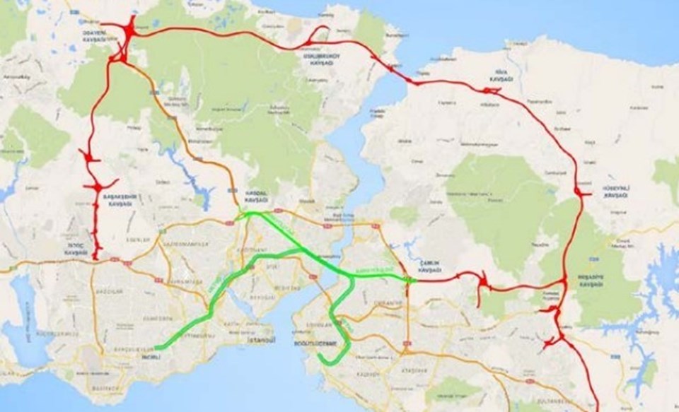 Projenin geçtiği bölge haritada yeşil çizgili alan.