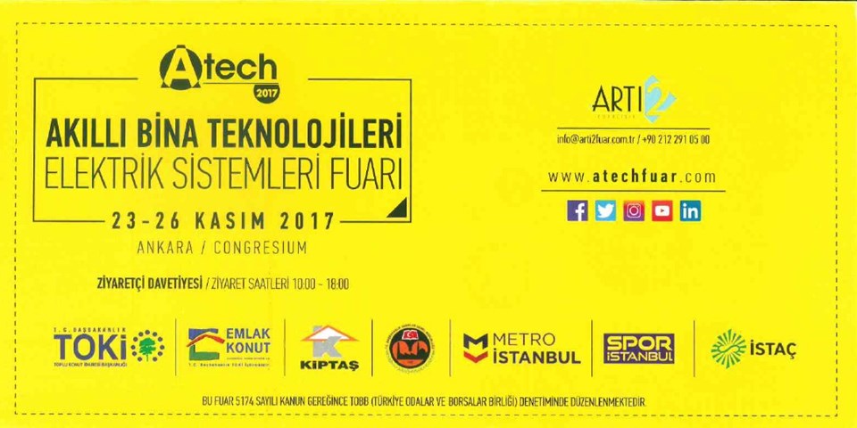 A-TECH, Ankara Congresium Fuar Merkezi’nde 22 Kasım'da başlıyor.