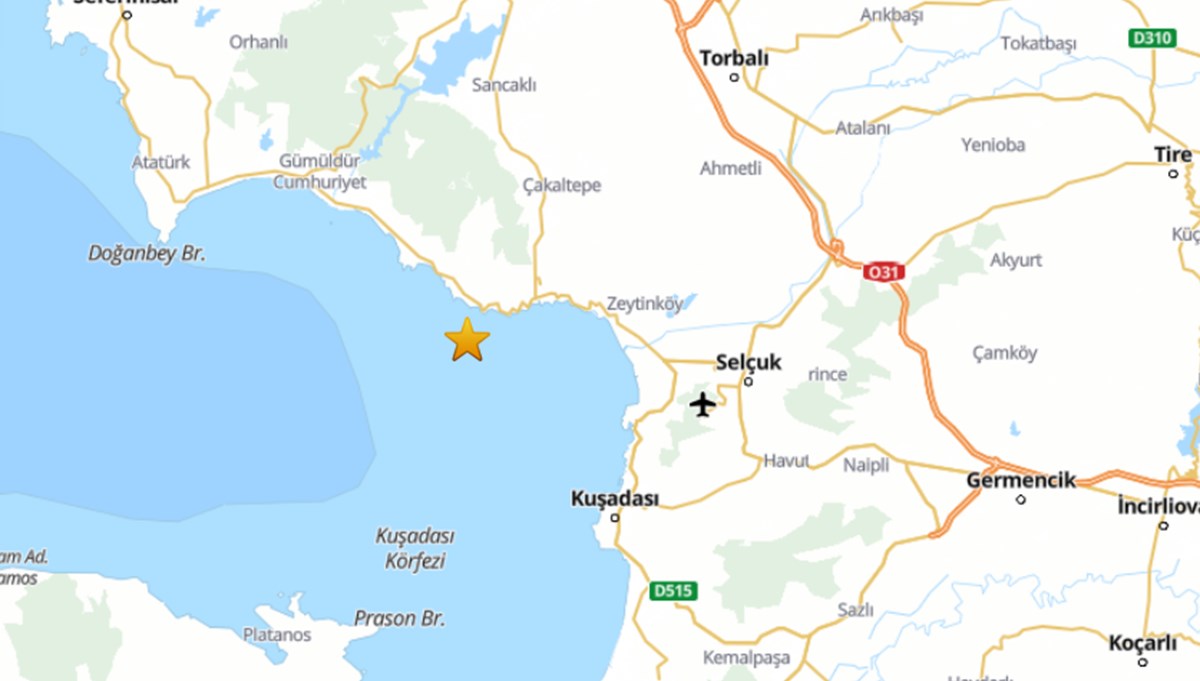 SON DAKİKA: Kuşadası Körfezi'nde 5.1 büyüklüğünde deprem | Son depremler SON DAKİKA: Kuşadası Körfezi'nde 5.1 büyüklüğünde deprem | Son depremler