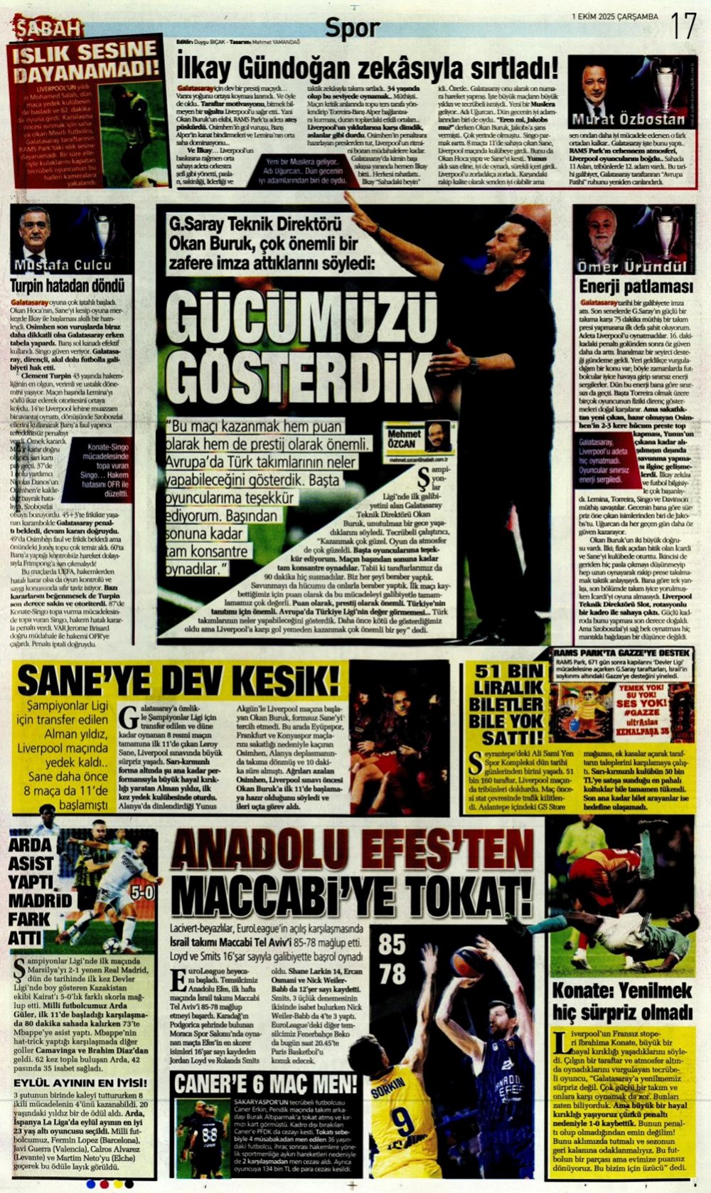 "Adı Aslan, işi destan" (1 Ekim 2025 spor manşetleri) - 27