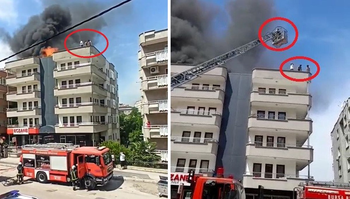 Bursa'da korkutan yangın: 3 kişi çatıda mahsur kaldı
