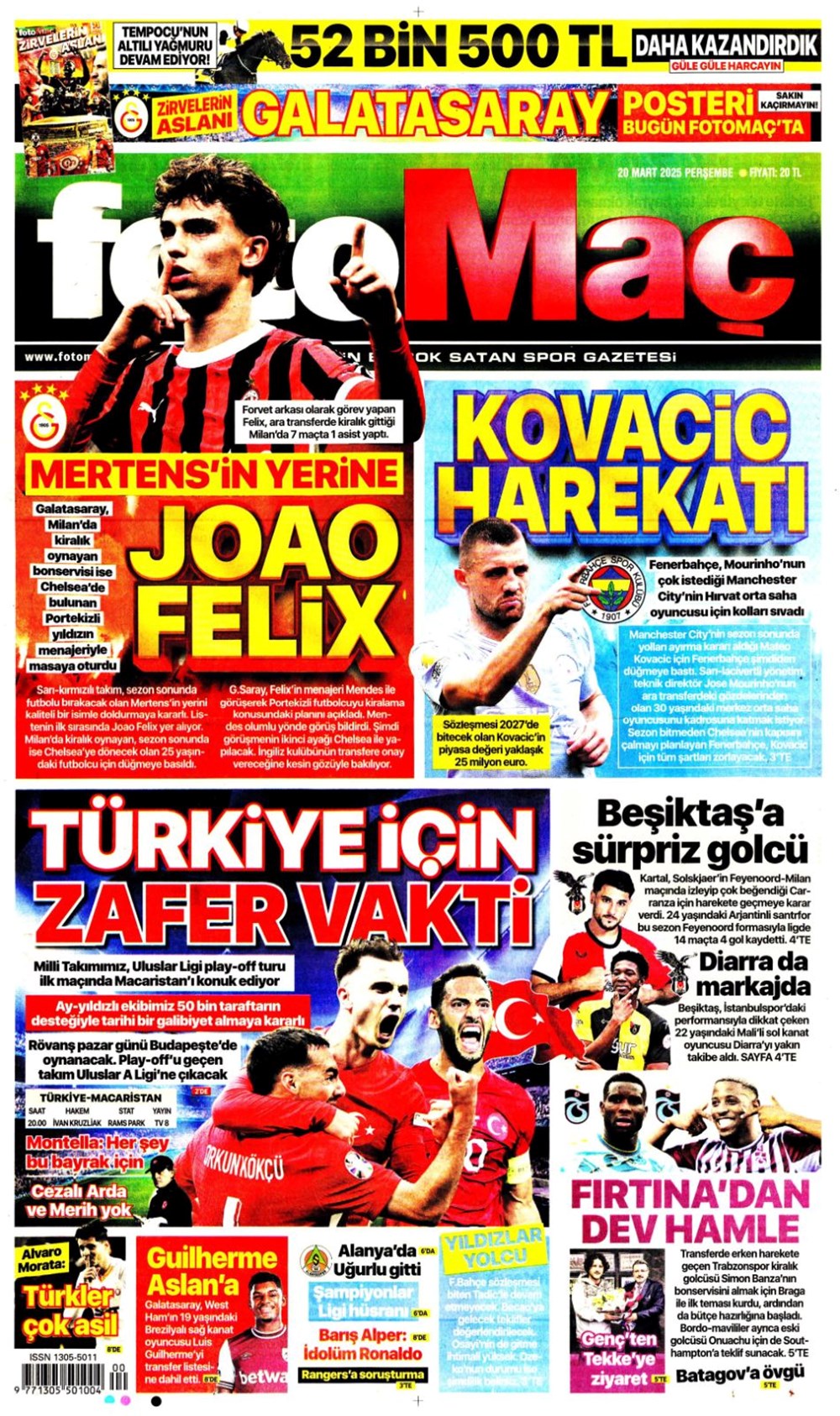 "Milliler avantaj peşinde" (20 Mart 2025 spor manşetleri) - 9