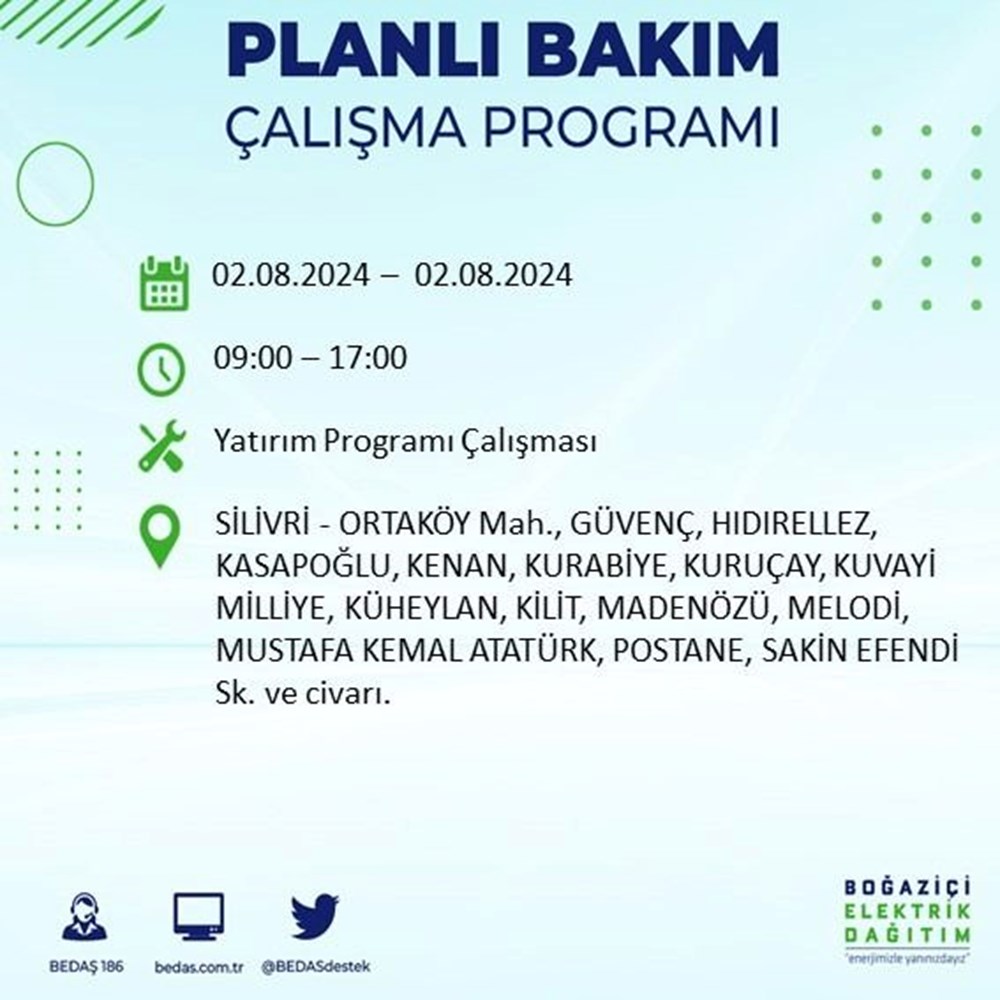 İstanbul'un 22 ilçesinde elektrik kesintisi: Elektrikler ne zaman gelecek? (2 Ağustos BEDAŞ kesinti programı) - 58