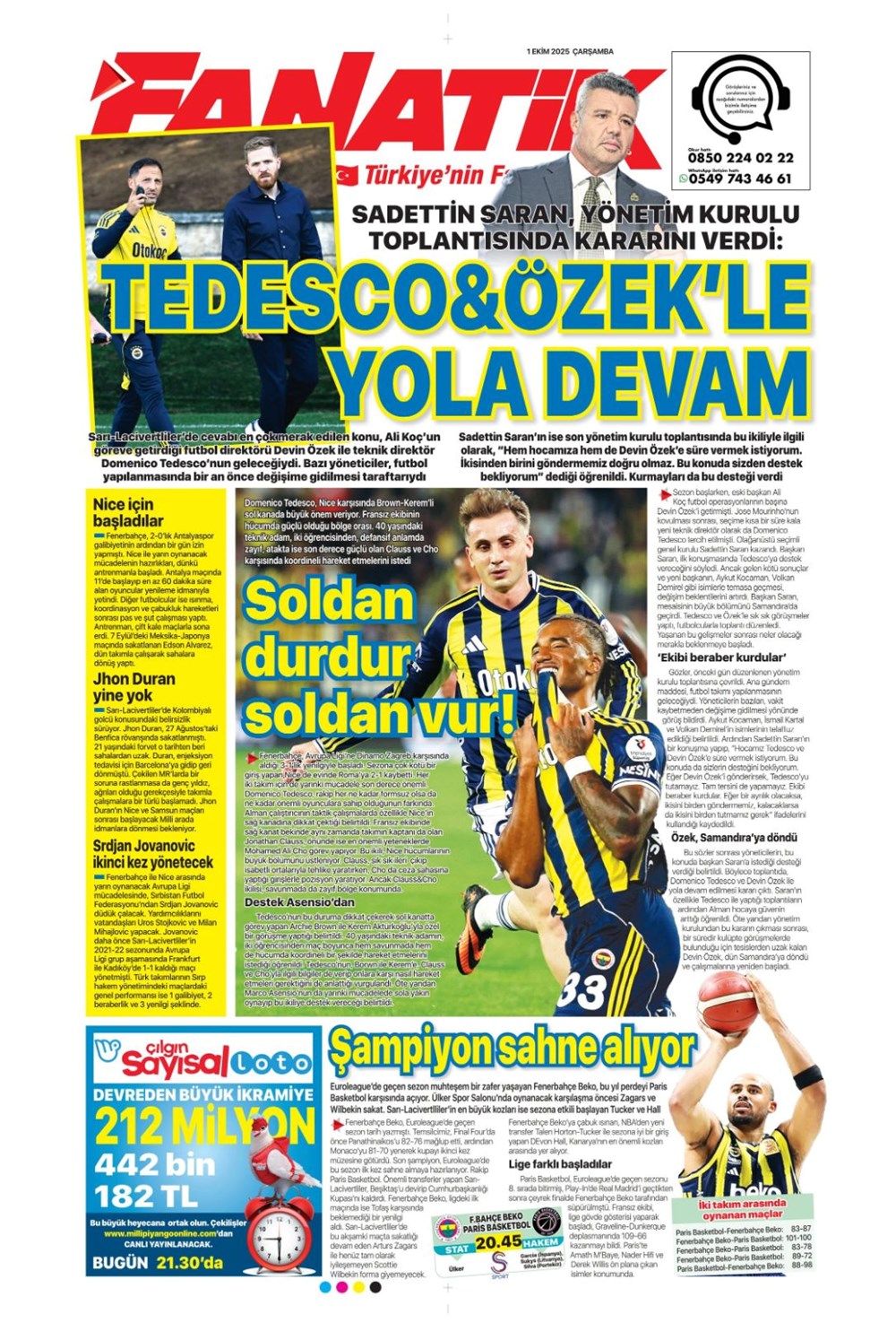 "Adı Aslan, işi destan" (1 Ekim 2025 spor manşetleri) - 7