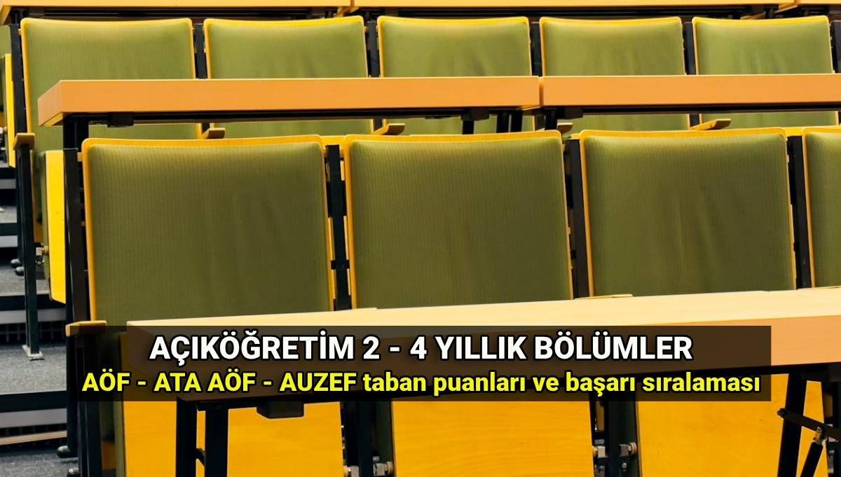 Açıköğretim 2 yıllık ve 4 yıllık bölümler ve taban puanları 2025: AÖF, ATA AÖF, AUZEF ön lisans - lisans bölümleri başarı sıralaması