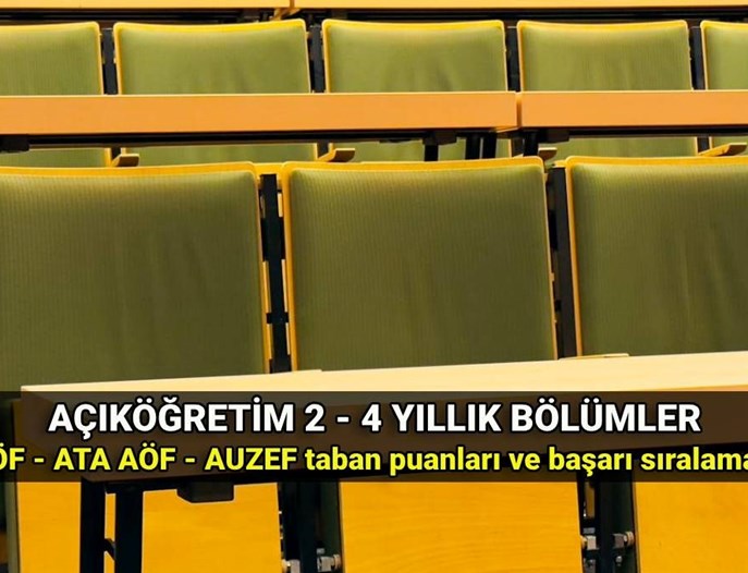 Açıköğretim bölümleri 2 yıllık ve 4 yıllık 2025: AÖF, ATA AÖF, AUZEF ön lisans - lisans bölümleri taban puanları ve başarı sıralaması