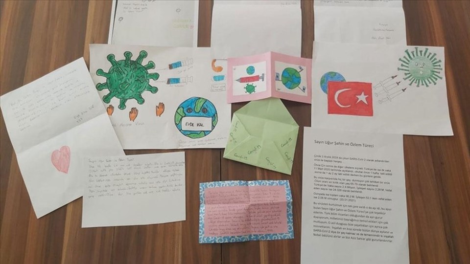 Öğrencilerden Covid-19 aşısıyla insanlığa umut olan Türk çifte teşekkür mektupları - 1