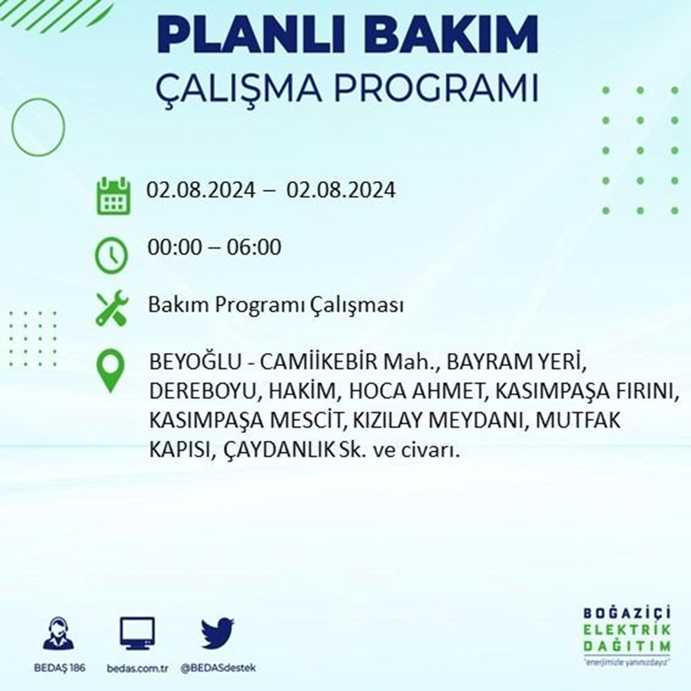 İstanbul'un 22 ilçesinde elektrik kesintisi: Elektrikler ne zaman gelecek? (2 Ağustos BEDAŞ kesinti programı) - 22