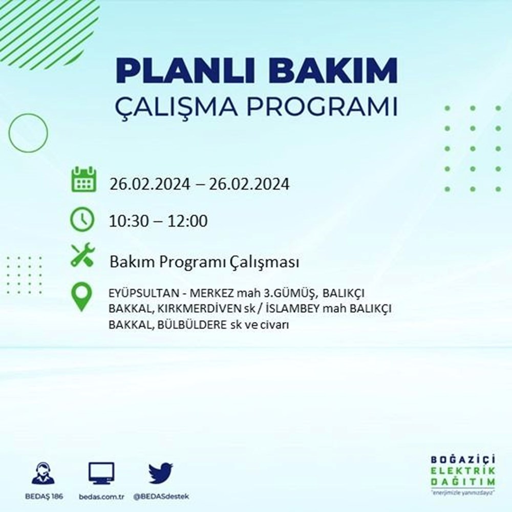 İstanbul'un 19 ilçesinde elektrik kesintisi: Elektrikler ne zaman gelecek? (26 Şubat BEDAŞ kesinti programı) - 38