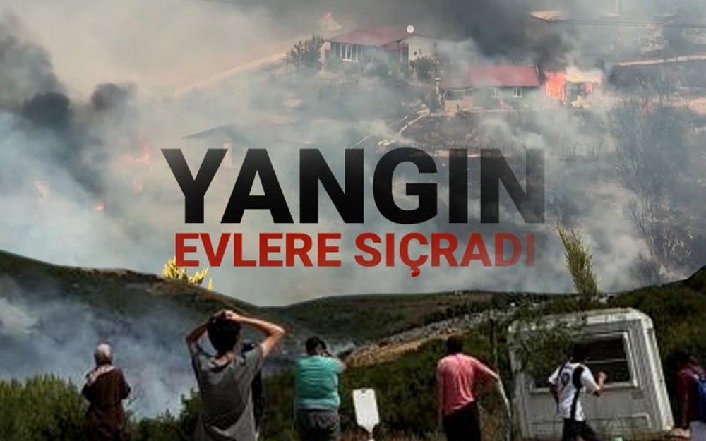 Kocaeli'de otluk alanda çıkan yangın evlere sıçradı - 1