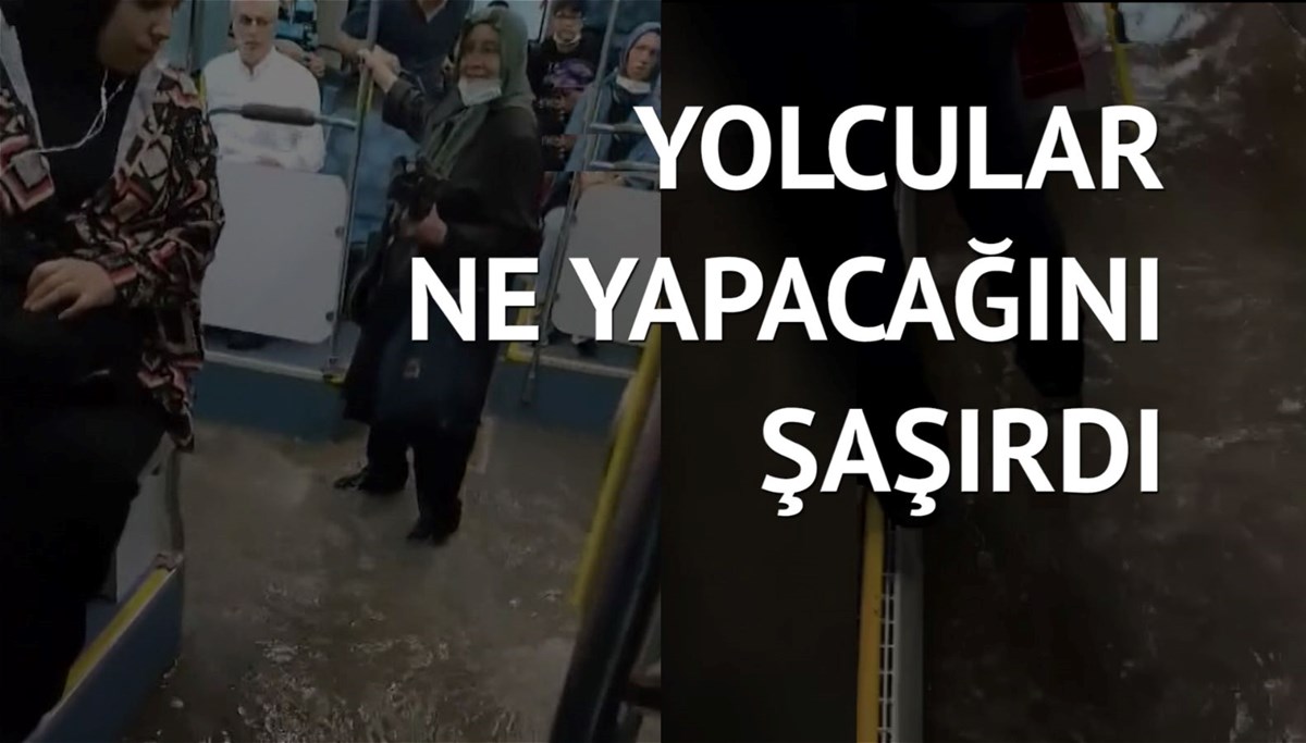 İstanbul’da İETT otobüsünü su bastı