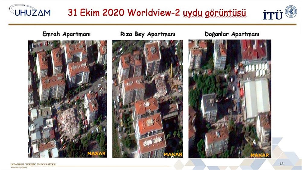 İzmir'deki yıkım uzaydan görüntülendi
