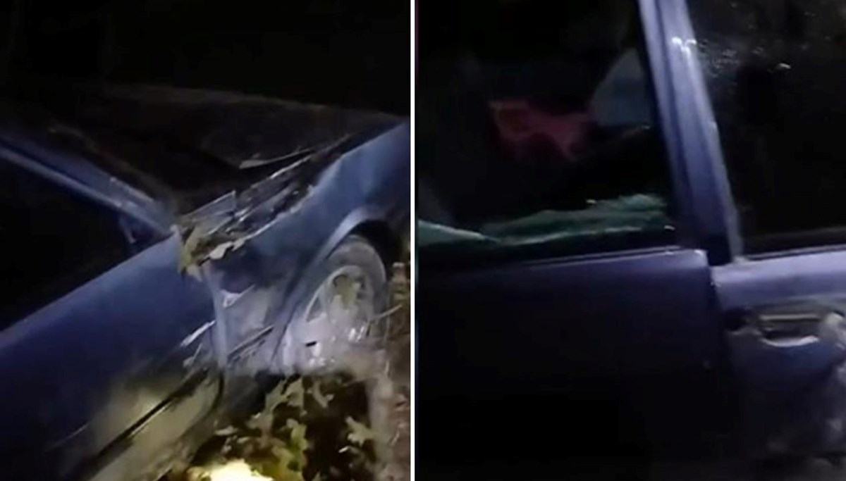 Kontrolden çıkan araç şarampole devrildi