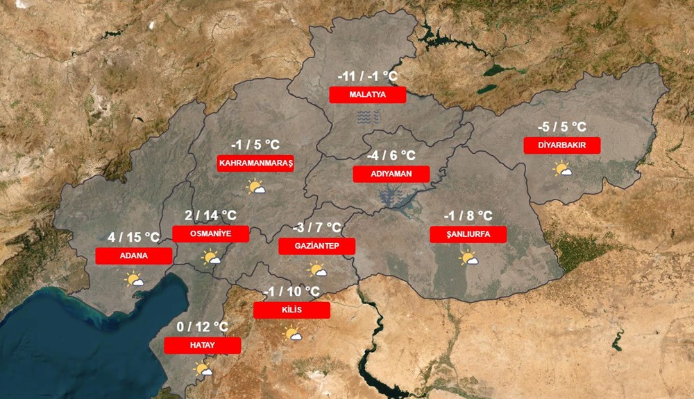 Deprem bölgesinde hava durumu nasıl? İşte 13-17 Şubat Kilis, Diyarbakır, Adana, Osmaniye, Gaziantep, Şanlıurfa, Adıyaman, Malatya, Hatay hava durumu raporu - 3