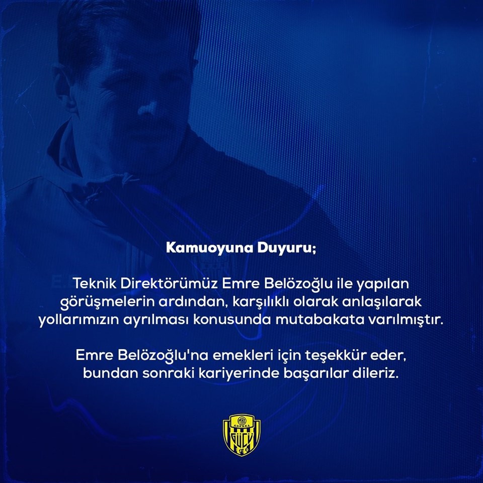 Küme düşen Ankaragücü'nde Emre Belözoğlu gönderildi - 1